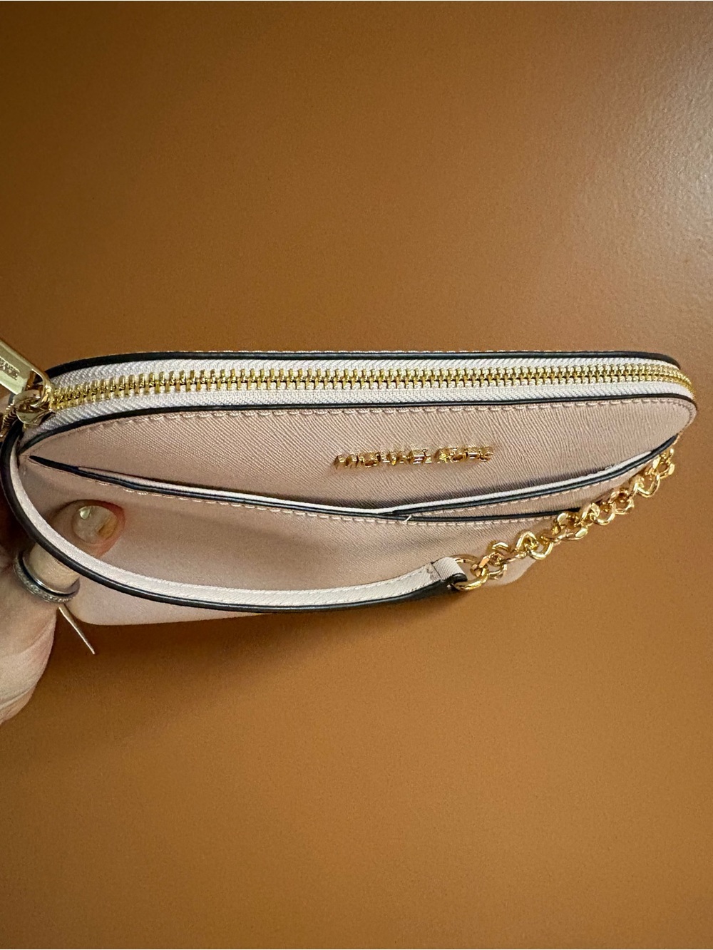 Michael Kors Saffiano Leather Dome Crossbody Bag in Powder Blush Pink - Picture 7 of 10